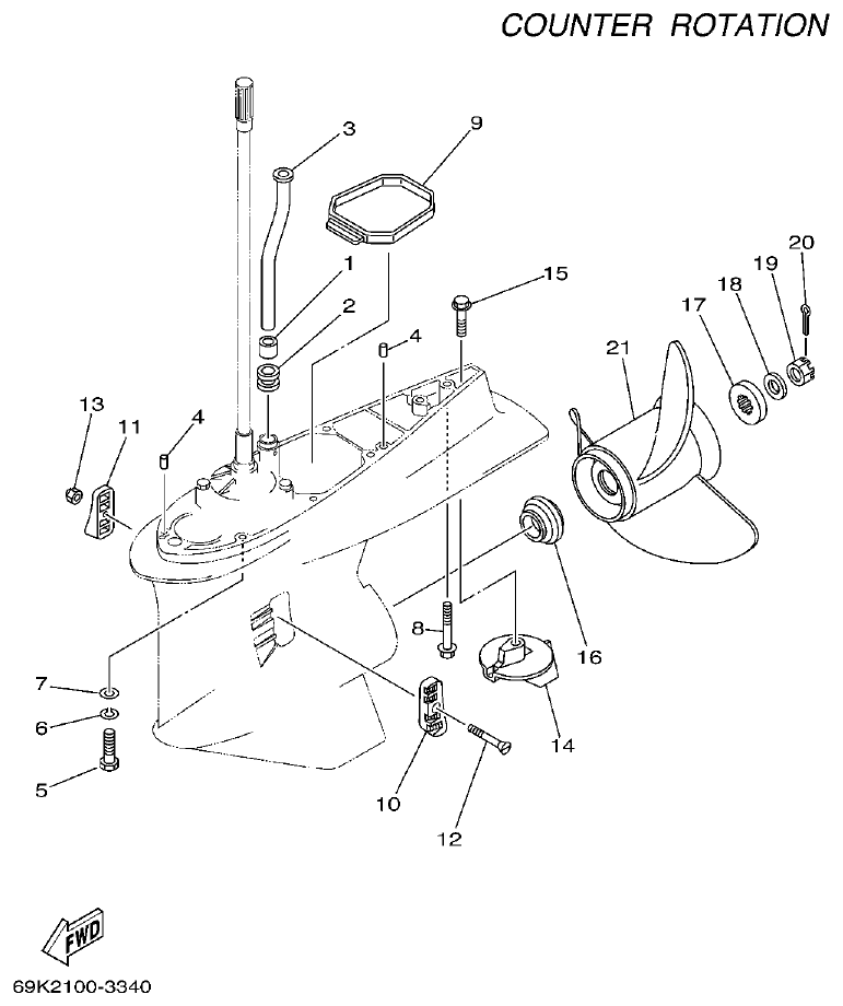 Yamaha A1 LOWER CASING. DRIVE 4 parts diagram